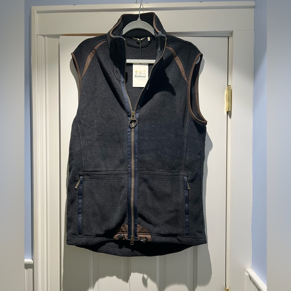 NWT Barbour Men's Sz. L Navy Langdale Gilet Full Zip Fleece Vest